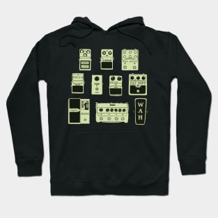 Guitar Pedals Music Gear Graphic Guitarist Bassist Gift (green print) Hoodie